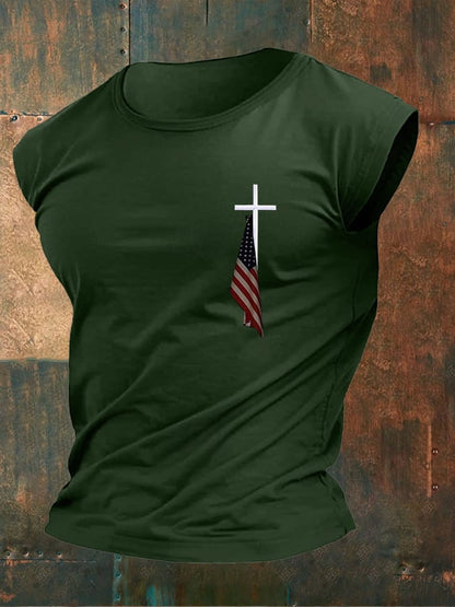 Men's Flag Cross Printed Vest