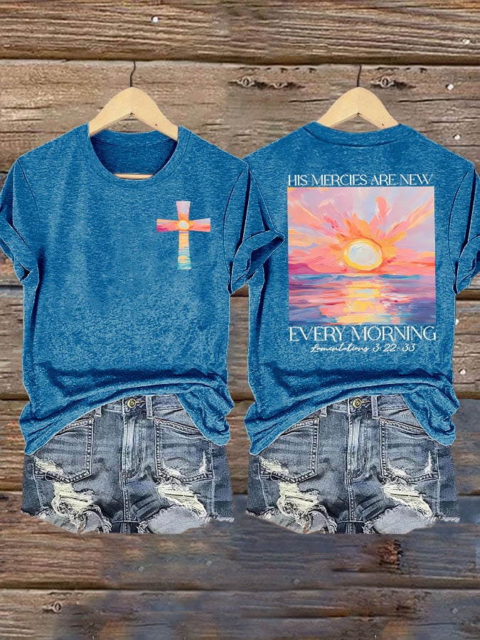 Women's His Mercies Are New Every Morning Feeling Print T-shirt