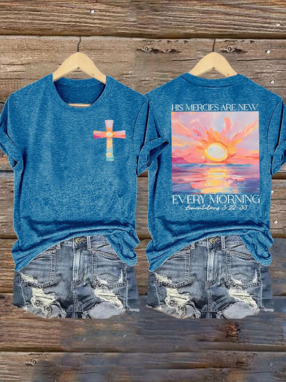 Women's His Mercies Are New Every Morning Feeling Print T-shirt