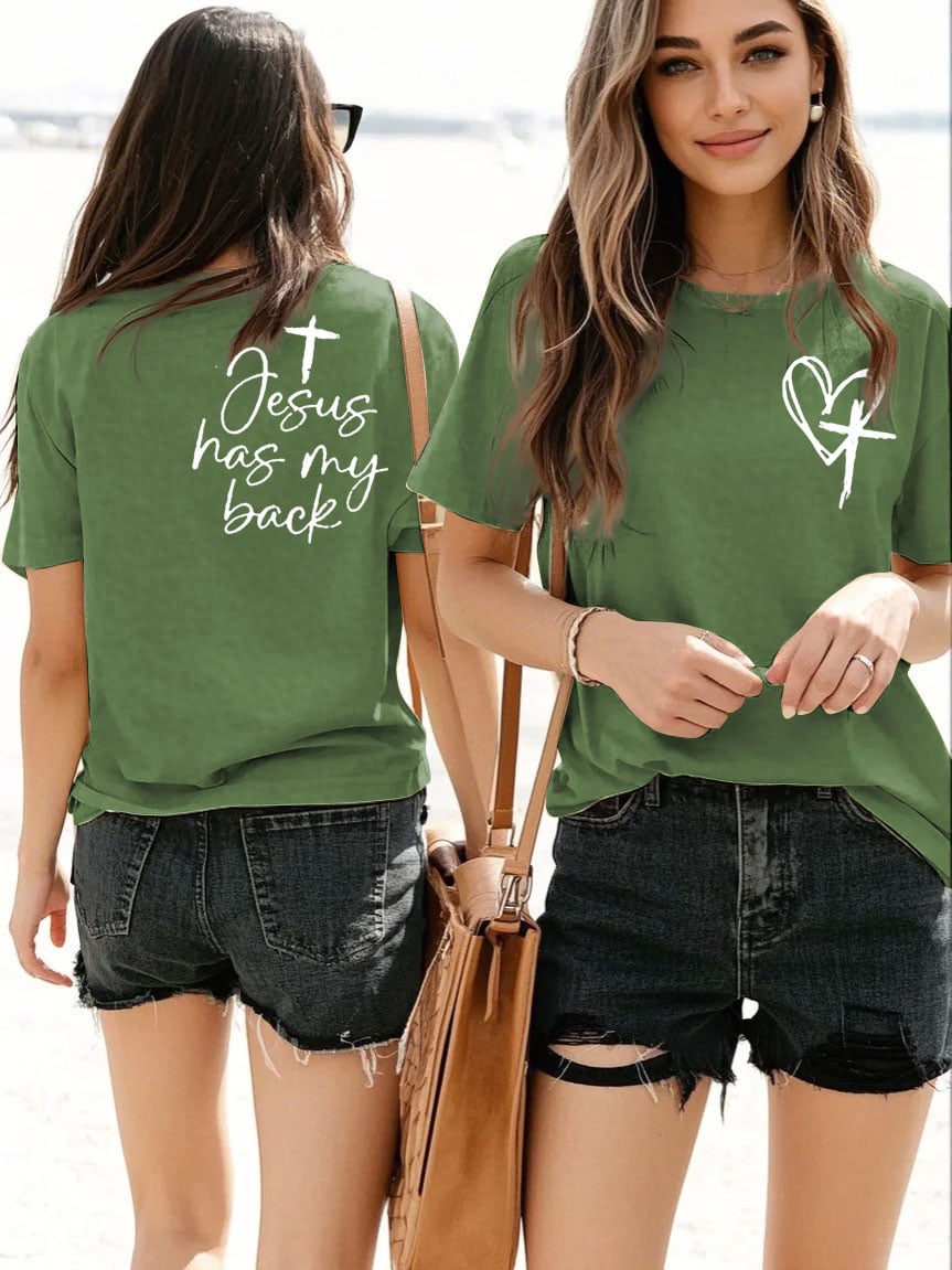 Women's Faith in Jesus Cross Round Neck Short Sleeve T-shirt