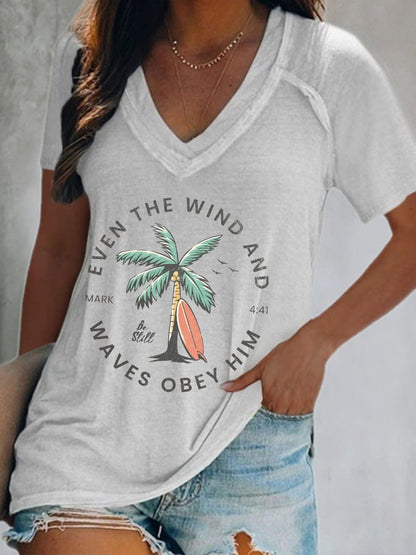 Women'S Casual Christian Scripture Graphic Print Short Sleeve T-Shirt