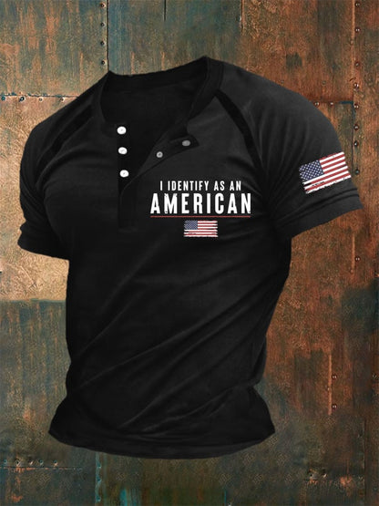 Men's Vintage I Identify As An American Print T-Shirt