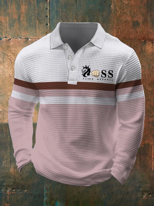 Business Casual Poloshirt mit Waffelmuster und Kontrastmuster für Herren