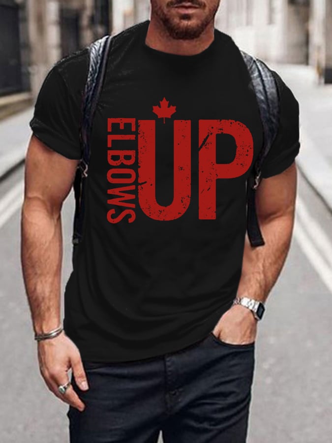 Men'S Retro Canada Elbows Up Printed Casual Crew Neck T-Shirt