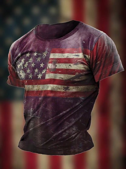 Men's Vintage American Flag Declaration of Independence Print T-Shirt