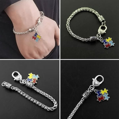 Autism Awareness Geometric Puzzle Alloy Plating Bracelet