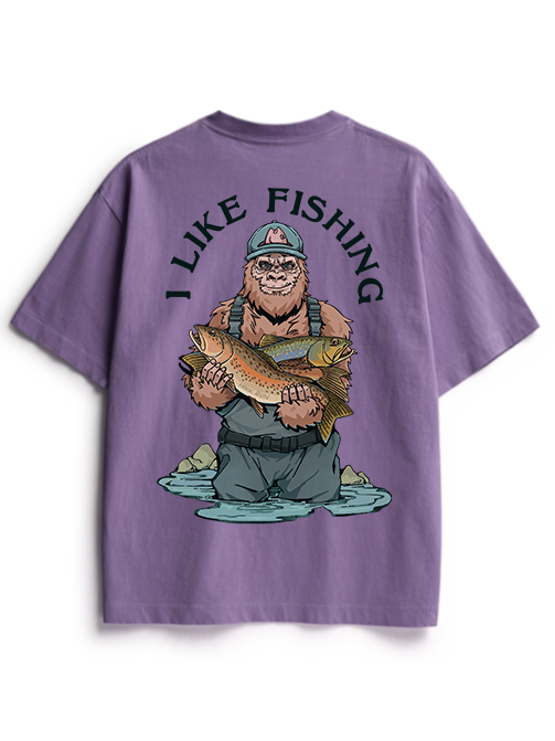 Bigfoot Loves Trout Unisex Heavyweight Cotton T-Shirt