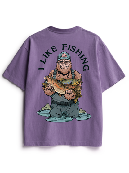 Bigfoot Loves Trout Unisex Heavyweight Cotton T-Shirt