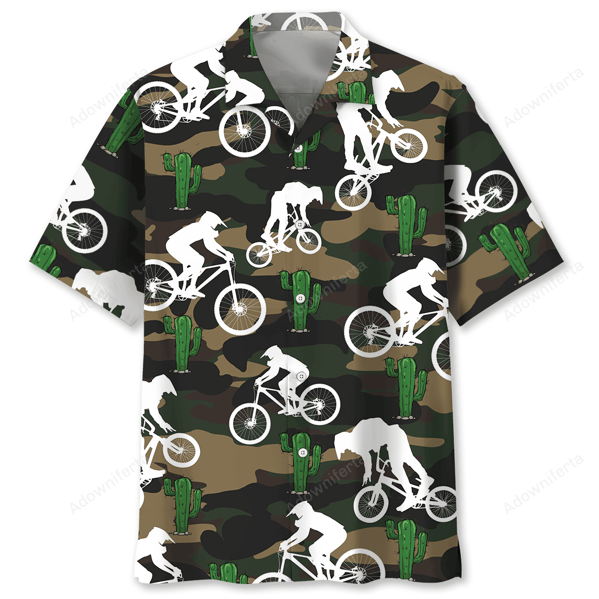 Mountain Bike Green Cactus Hawaiian Shirt