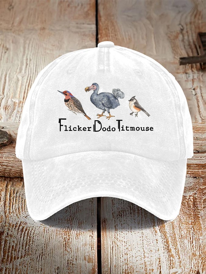 Unisex Distressed Washed Cotton Animal "FDT" Print Hat