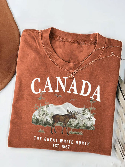 Womens Canada The Great White North Print Casual T-Shirt