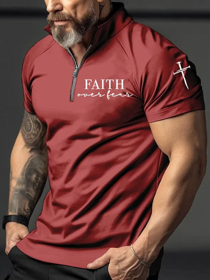 Men's Faith Over Fear Print Polo Shirt