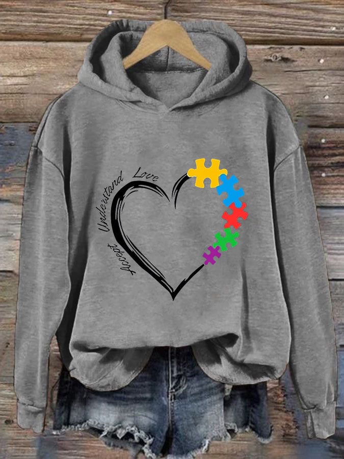 Women'S Casual Autism Awareness Printed Long Sleeve Sweatshirt