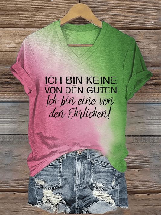 “Ich bin keine von den Guten” Damen-T-Shirt mit V-Ausschnitt.