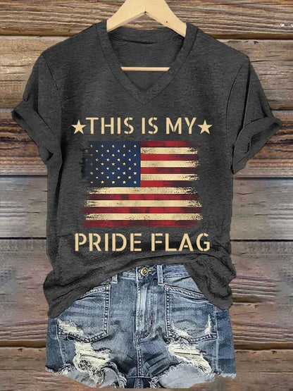 Women'S Casual Faith Flag Graphic Print Short Sleeve T-Shirt