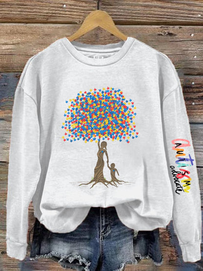 Women's Tree of Life Autism Awareness Printed Sweatshirt