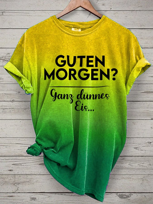 GOOD MORNING? VERY THIN ICE..FRONT PRINT T-SHIRT