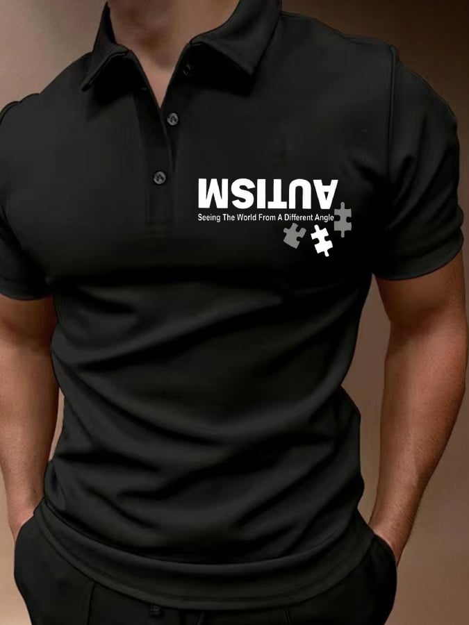 Men's Retro Autism: Seeing The World From A Different Perspective Printed Polo Shirt