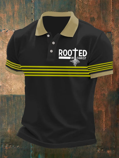 Men's Faith Printed Button Design Polo Shirt