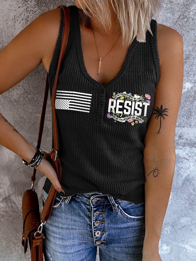 V-neck Retro Resist Not My President, Not My Voice, Not My Values, Not My Beliefs Print Tank Top