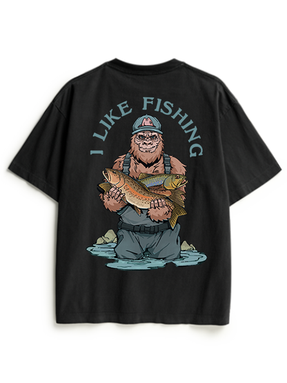 Bigfoot Loves Trout Unisex Heavyweight Cotton T-Shirt