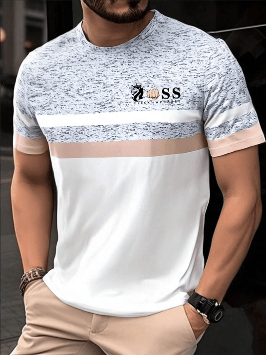 Lässiges T-Shirt mit Rundhalsausschnitt und modischem Aufdruck für Herren