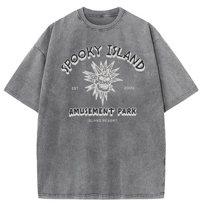 Spooky Island Halloween Washed Cotton T-Shirt