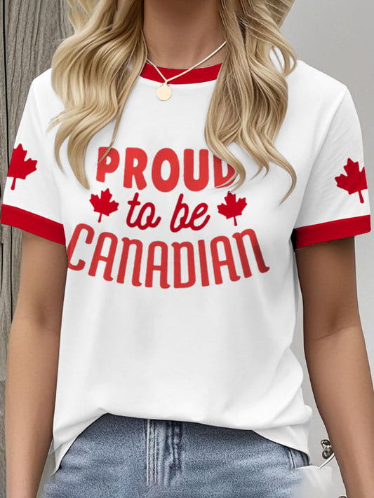 Women's Retro Proud To Be Canadian Print T-Shirt