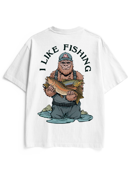 Bigfoot Loves Trout Unisex Heavyweight Cotton T-Shirt