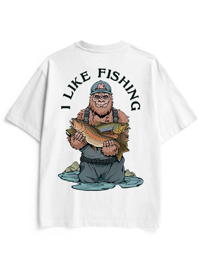 Bigfoot Loves Trout Unisex Heavyweight Cotton T-Shirt