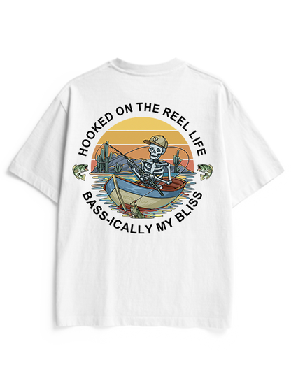 Hooked on the Reel Life Unisex Heavyweight Cotton T-Shirt