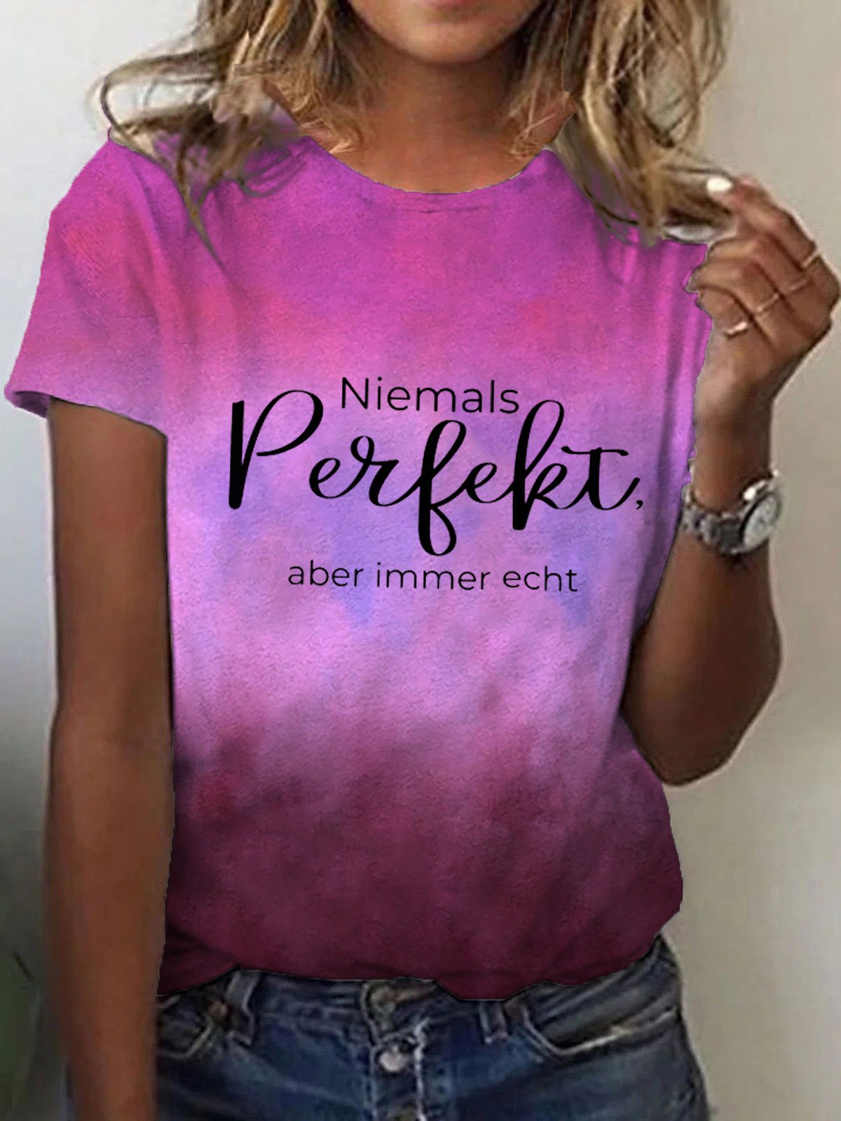 Women's Inspirational Quotes Print Casual Tee