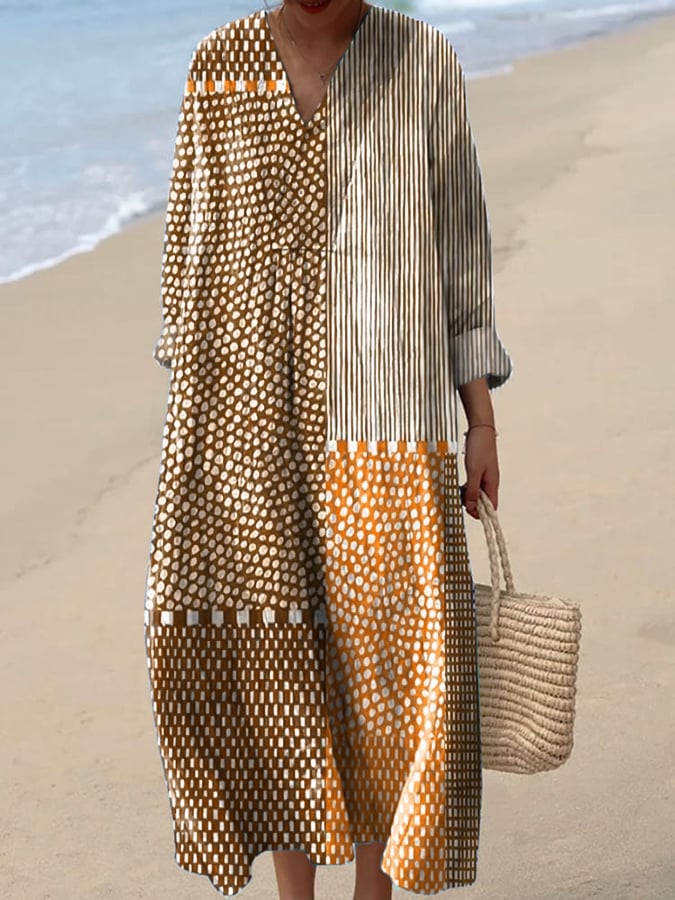 Women's Abstract Geometric Line Art Print Dress