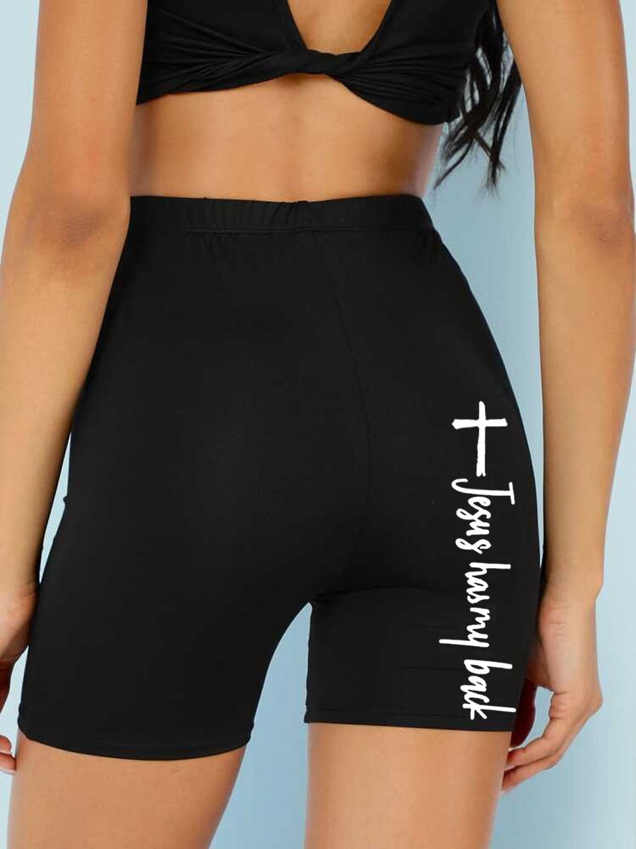 Women's Faith Jesus Has My Back Cross Print Leggings