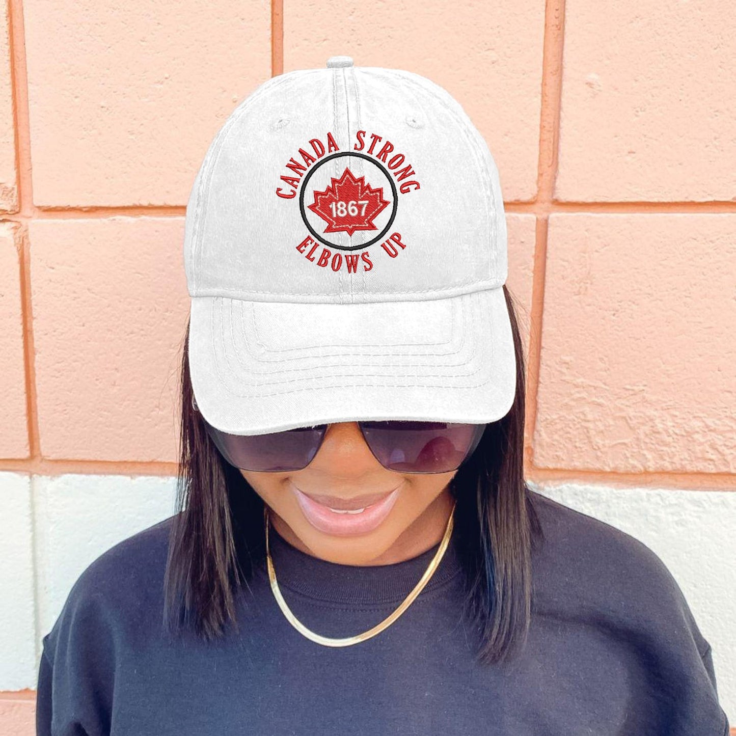 Retro Canada Strong Elbows Up Print Baseball Cap