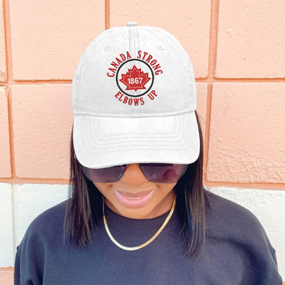Retro Canada Strong Elbows Up Print Baseball Cap