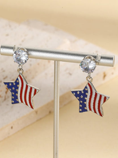 Women'S Independence Day July 4th Heart Shape Flag Earrings Fourth Of July Independence Day Earrings
