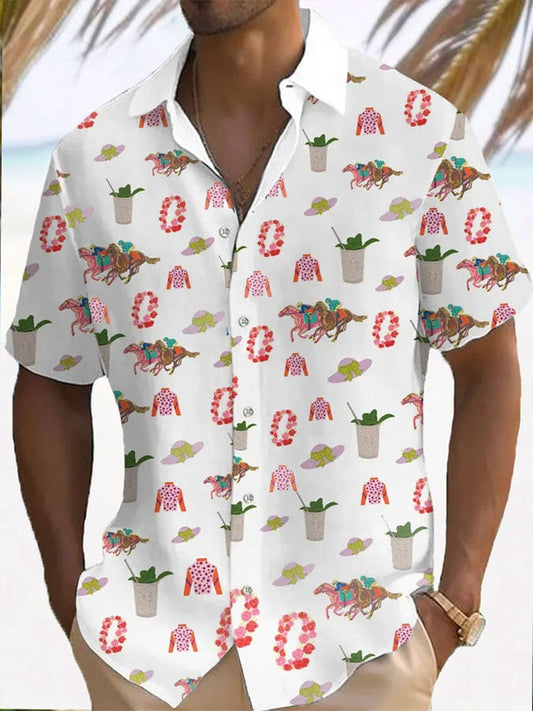 Men's Horse Racing Print Shirt