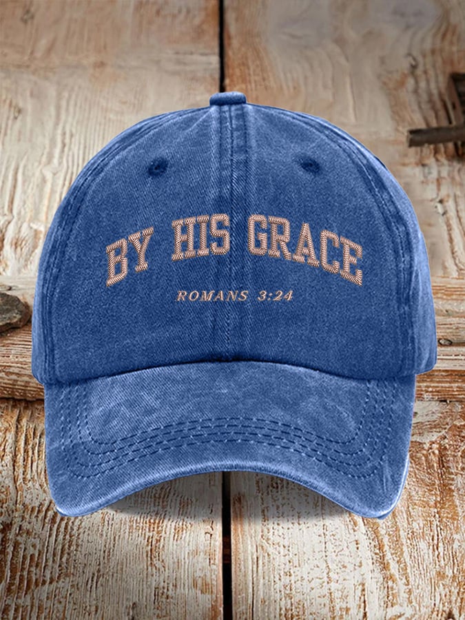 Unisex By His Grace Romans 3:24 Print Hat
