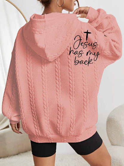 Women's Love Like Jesus Jesus Has My Back Casual Cable Hoodie