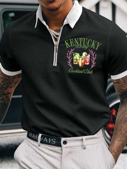 Men's Horse Racing Printed Casual Polo Shirt