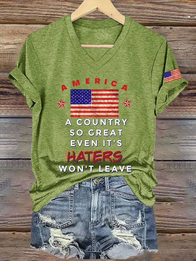 Women's A Country So Great Even It's Haters Won't Leave Printed T-shirt