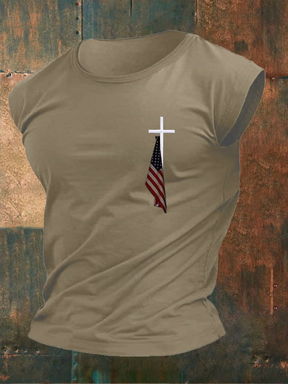 Men's Flag Cross Printed Vest