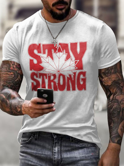 Men's Retro Stay Strong Canada Print T Shirt