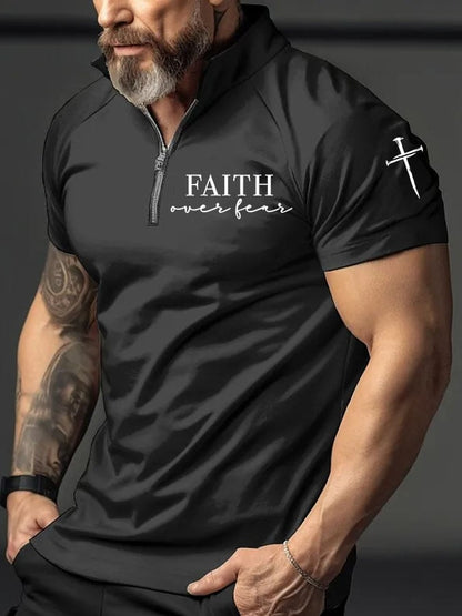 Men's Faith Over Fear Print Polo Shirt