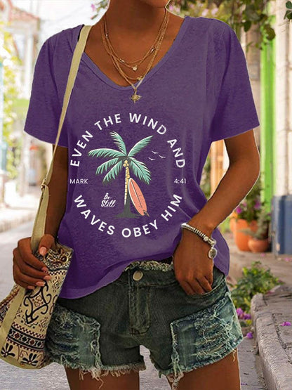 Women'S Casual Christian Scripture Graphic Print Short Sleeve T-Shirt