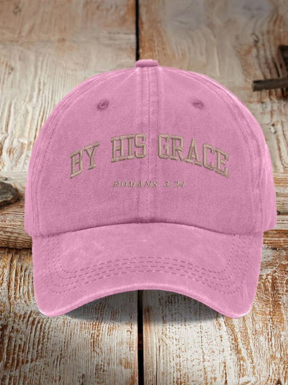 Unisex By His Grace Romans 3:24 Print Hat