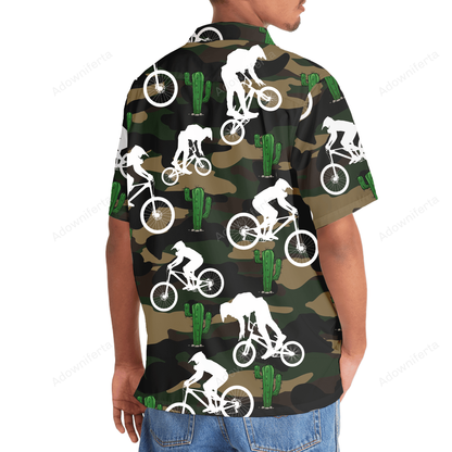 Mountain Bike Green Cactus Hawaiian Shirt