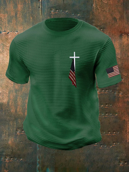 Men'S Flag And Cross Waffle T-shirt