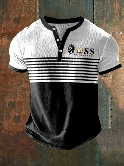 Business Casual Henley-Hemd mit Waffelmuster in Kontrastfarbe für Herren